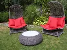 Sedací souprava z umělého ratanu Miami (Grey-Red)