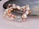 Náramek trojřadý - Baroque pearls