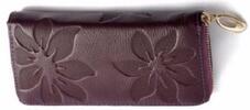Dámská peněženka s květy tm. fialová