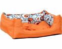 Pelech pro psa Argi obdélníkový s polštářem - oranžový se vzorem | Velikost: 76 x 60 x 20 cm