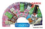 Kondomy Pasante, velký mix 100 ks + klíčenka + lubrikační gel Pepino long action, 50 ml