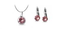 Ocelové šperky s krystaly Swarovski - Light Rose | Velikost: Set - náušnice + náhrdelník