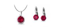 Ocelové šperky s krystaly Swarovski - Ruby | Velikost: Set - náušnice + náhrdelník