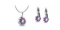 Ocelové šperky s krystaly Swarovski - Violet | Velikost: Set - náušnice + náhrdelník