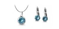 Ocelové šperky s krystaly Swarovski - Aquamarine | Velikost: Set - náušnice + náhrdelník