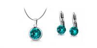 Ocelové šperky s krystaly Swarovski - Blue Zircon | Velikost: Set - náušnice + náhrdelník