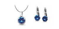 Ocelové šperky s krystaly Swarovski - Sapphire | Velikost: Set - náušnice + náhrdelník