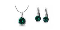 Ocelové šperky s krystaly Swarovski - Emerald | Velikost: Set - náušnice + náhrdelník