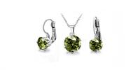 Ocelové šperky Beatrice se zirkony - světle zelená | Velikost: Set - náušnice + náhrdelník