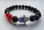 Dámský náramek Hamsa stříbrný s lávovými kameny
