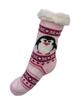 Hřejivé domácí ponožky s tučňákem | Velikost: 35-38 | Světle růžová
