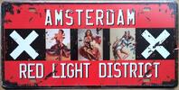 Retro - Plechová cedule Amsterdam Red Light