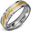 Ocelový prsten s gravírovaným zlatým středem 1 | Velikost: 50