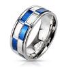 Prsten z oceli 316L s modrou šachovnicí | Velikost: 50