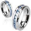 Ocelový prsten s modrými zirkony | Velikost: 50