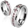 Ocelový prsten s ružovými zirkony | Velikost: 50