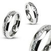 SL61 ocelový prsten s čirými zirkony po obvodu | Velikost: 50