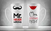 Set porcelánových hrnků Never Wrong/Always Right