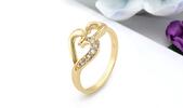 Prsten Gold Heart | Velikost: 52 (vnitřní průměr cca 16,5mm)