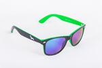 Černo-zelené brýle Kašmir Wayfarer - skla modrá zrcadlová