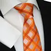 Hedvábná kravata | Stříbrná s oranžovými pruhy