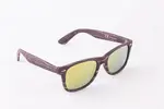 typ Wayfarer s imitací dřeva tmavě hnědé - skla oranžová zrcadlová