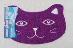 Rohožka/předložka - kočka tvarovaná fialovo-růžová | Velikost: 40x60 cm