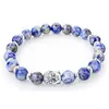 Náramek BUDDHA, stříbrný, z kamenů lapis lazuli
