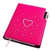 Růžový notes s krystaly Swarovski - srdce | Velikost: Růžová