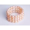 Náramek trojřadý spojovaný - bread pearls (bílé perly)