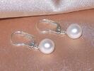 Náušnice, pravé sladkovodní perly ve stříbře - visací | Bílá