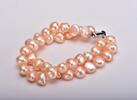 Náramek dvouřadý - Baroque pearls (růžové perly)