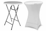 Skládací párty stolek včetně bílého elastického potahu