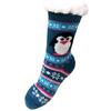 Teploučké domácí ponožky - tučňák | Velikost: 35-38 | Tmavá Tyrkysová