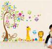 Dětské samolepky na zeď - Strom, zvířátka, sovičky