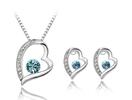 náhrdelník a náušnice ve tvaru srdce, modrý krystal