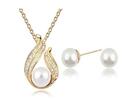 náhrdelník a náušnice s bílou perlou