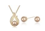 náhrdelník a náušnice s hnědozlatou perlou