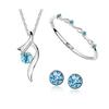 náhrdelník, náušnice a náramek, modrý krystal, postříbřeno