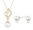 náhrdelník srdce a náušnice s bílou perlou