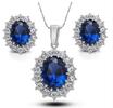 náhrdelník a náušnice s modrým krystalem, postříbřeno