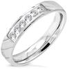 SL24 ocelový stříbrný rytý prsten s pásem zirkonů uprostřed | Velikost: 50