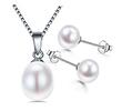 Perlový set - náušnice famous rose a náhrdelník s perlou (bílé perly)
