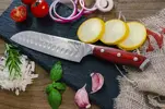 Damaškový nůž Katfinger Santoku 7" - červený