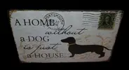 Plechová cedule Home without dog (40x30)
