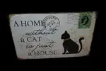 Plechová cedule Home without cat (40x30)