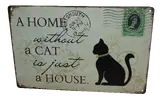 Plechová cedule Home without cat (30x20)
