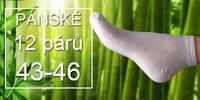 12 párů pánských bambusových ponožek - bílá - 43/46