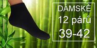 12 párů dámských bambusových ponožek - černá - 39-42