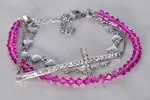 Náramek 3 v 1 s krystaly Swarovski | Růžová